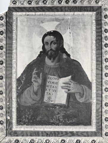 Anonimo — Siciolante Girolamo da Sermoneta (Sermoneta) - bottega - sec. XVI - Cristo Redentore benedicente — insieme